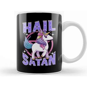 Baskı Dükkanı Cute Funny Hail Satan Unicorn Satanic Metal Pun Kupa