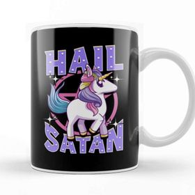 Baskı Dükkanı Cute Funny Hail Satan Unicorn Satanic Metal Pun Kupa