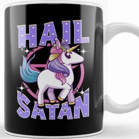 Baskı Dükkanı Cute Funny Hail Satan Unicorn Satanic Metal Pun Kupa