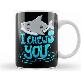 Baskı Dükkanı Cute & Funny I Chews You Shark Chooses You Pun Kupa Bardak