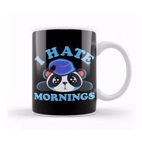 Baskı Dükkanı Cute & Funny I Hate Mornings Lazy Panda Sleepy Kupa Bardak