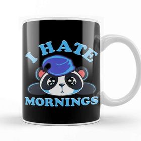 Baskı Dükkanı Cute & Funny I Hate Mornings Lazy Panda Sleepy Kupa Bardak