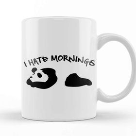 Baskı Dükkanı Cute & Funny I Hate Mornings Lazy Panda Sleepy Kupa Bardak