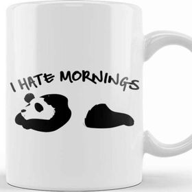 Baskı Dükkanı Cute & Funny I Hate Mornings Lazy Panda Sleepy Kupa Bardak