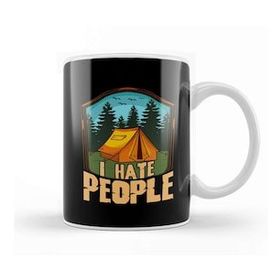 Baskı Dükkanı Cute & Funny I Hate People Camping Tent Camper Pun Kupa Bardak