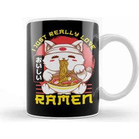 Baskı Dükkanı Cute & Funny I Just Really Love Ramen Anime Cat Kupa Bardak