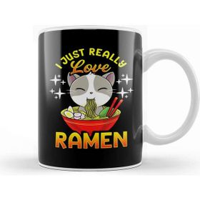 Baskı Dükkanı Cute & Funny I Just Really Love Ramen Anime Cat Kupa Bardak