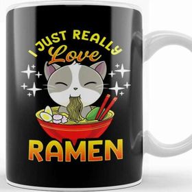 Baskı Dükkanı Cute & Funny I Just Really Love Ramen Anime Cat Kupa Bardak