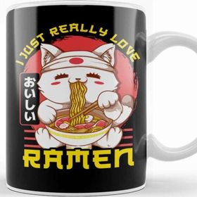 Baskı Dükkanı Cute & Funny I Just Really Love Ramen Anime Cat Kupa Bardak