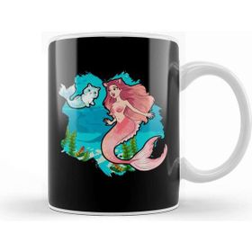 Baskı Dükkanı Cute Funny Mermaid Cat Swimming Kitty Mermaidcat Kupa
