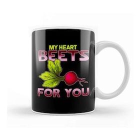 Baskı Dükkanı Cute & Funny My Heart Beets For You Romantic Pun Porselen Kupa