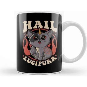 Baskı Dükkanı Cute Funny Satanic Hail Lucipurr Rainbow Kitty Kupa