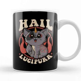 Baskı Dükkanı Cute Funny Satanic Hail Lucipurr Rainbow Kitty Kupa