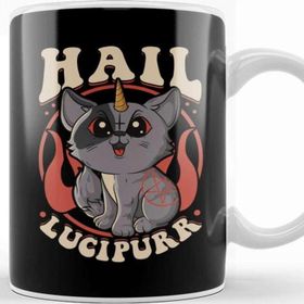 Baskı Dükkanı Cute Funny Satanic Hail Lucipurr Rainbow Kitty Kupa