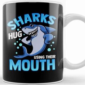 Baskı Dükkanı Cute Funny Sharks Hug Using Their Mouth Kupa