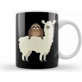 Baskı Dükkanı Cute Funny Sloth Riding Llama Kupa