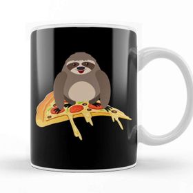 Baskı Dükkanı Cute Funny Sloth Riding Pizza Adorable Animals Kupa