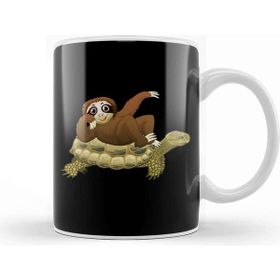 Baskı Dükkanı Cute Funny Sloth Riding Turtle Adorable Animals Kupa