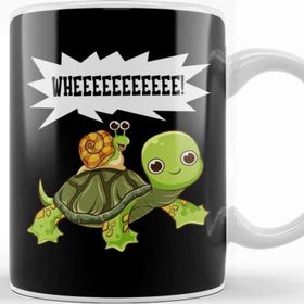 Baskı Dükkanı Cute & Funny Snail Riding On Turtle Yelling Whee Kupa