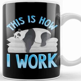 Baskı Dükkanı Cute Funny This Is How I Work Lazy Panda Working Kupa