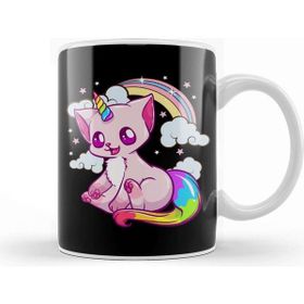 Baskı Dükkanı Cute Funny Unicorn Cat Rainbow Kitty Unicorn Kupa