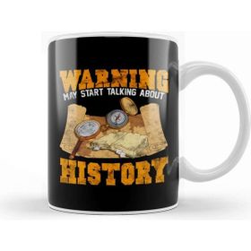 Baskı Dükkanı Cute & Funny Warning May Start Talking About History Beyaz 330 ml Porselen Kupa Bardak