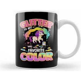Baskı Dükkanı Cute Glitter is My Favorite Color Unicorn Rainbow Kupa