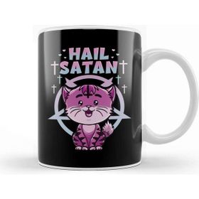 Baskı Dükkanı Cute Hail Satan Cat Pun Kitty Satanic Heavy Metal Kupa