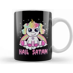Baskı Dükkanı Cute Hail Satan Unicorn Rainbow Funny Satanic Pun Kupa