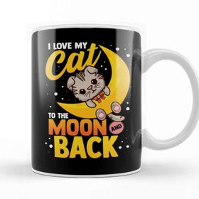 Baskı Dükkanı Cute I Love My Cat to The Moon And Back Kupa