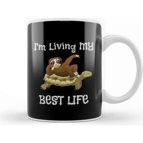 Baskı Dükkanı Cute I M Living My Best Life Sloth Turtle Animal Kupa