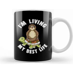 Baskı Dükkanı Cute I M Living My Best Life Sloth Turtle Animal Kupa