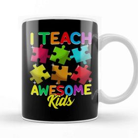 Baskı Dükkanı Cute I Teach Awesome Kids Teacher Autism Awareness Kupa