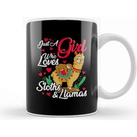 Baskı Dükkanı Cute Just A Girl Who Loves Sloths & Llamas Beyaz 330 ml Porselen Kupa