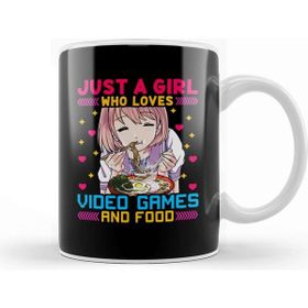 Baskı Dükkanı Cute Just A Girl Who Loves Video Games And Food Beyaz 330 ml Porselen Kupa