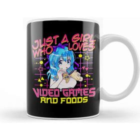 Baskı Dükkanı Cute Just A Girl Who Loves Video Games And Food Beyaz 330 ml Porselen Kupa