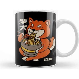 Baskı Dükkanı Cute Kawaii Ramen Shiba Inu Dog Japanese Anime Cartoon Beyaz 330 ml Porselen Kupa