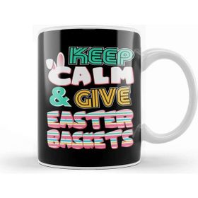 Baskı Dükkanı Cute Keep Calm & Give Easter Baskets Easter Bunny Beyaz 330 ml Porselen Kupa Bardak
