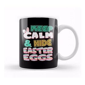 Baskı Dükkanı Cute Keep Calm & Hide Easter Eggs Easter Bunny Beyaz 330 ml Porselen Kupa Bardak