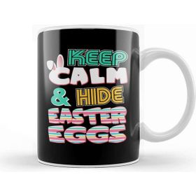 Baskı Dükkanı Cute Keep Calm & Hide Easter Eggs Easter Bunny Beyaz 330 ml Porselen Kupa Bardak