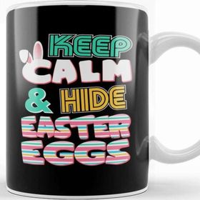 Baskı Dükkanı Cute Keep Calm & Hide Easter Eggs Easter Bunny Beyaz 330 ml Porselen Kupa Bardak