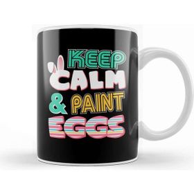 Baskı Dükkanı Cute Keep Calm & Paint Eggs Easter Bunny Funny Beyaz 330 ml Porselen Kupa