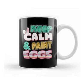 Baskı Dükkanı Cute Keep Calm & Paint Eggs Easter Bunny Funny Beyaz 330 ml Porselen Kupa