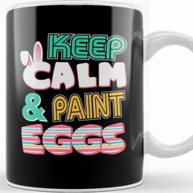 Baskı Dükkanı Cute Keep Calm & Paint Eggs Easter Bunny Funny Beyaz 330 ml Porselen Kupa