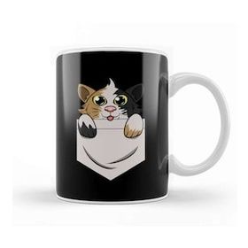Baskı Dükkanı Cute Kitty In Pocket For Cat Kitten Lovers Beyaz 330 ml Porselen Kupa