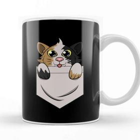 Baskı Dükkanı Cute Kitty In Pocket For Cat Kitten Lovers Beyaz 330 ml Porselen Kupa