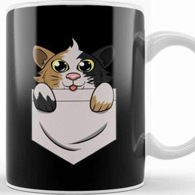 Baskı Dükkanı Cute Kitty In Pocket For Cat Kitten Lovers Beyaz 330 ml Porselen Kupa