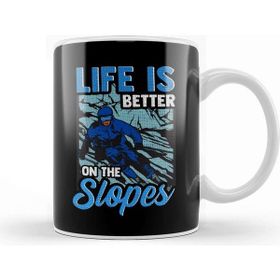 Baskı Dükkanı Cute Life Is Better On The Slopes Skiing Pun Beyaz 330 ml Porselen Kupa