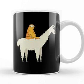 Baskı Dükkanı Cute Llama And Sloth Friends Adorable Animals Beyaz 330 ml Porselen Kupa