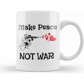 Baskı Dükkanı Cute Make Peace Not War Soldier Shooting Hearts Kupa Bardak